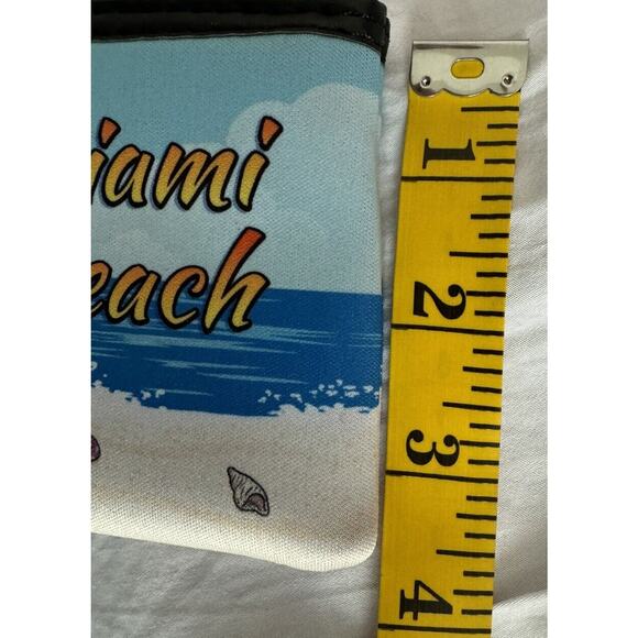 MIAMI BEACH "Palm Tree Waves Sand Bird” Soft Zipper Pouch keyring 7 in” NEW - Picture 4 of 4